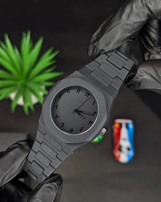 Men & Women’s Black Fiber Watch – Arabic Dial