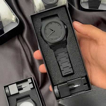 Aura Black Arabic Watch – Sleek, Waterproof, Modernist Design